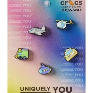 New Crocs Tiny Vehicles Jibbitz 5 Pack Submarine Taxi Train Plane Helicopter